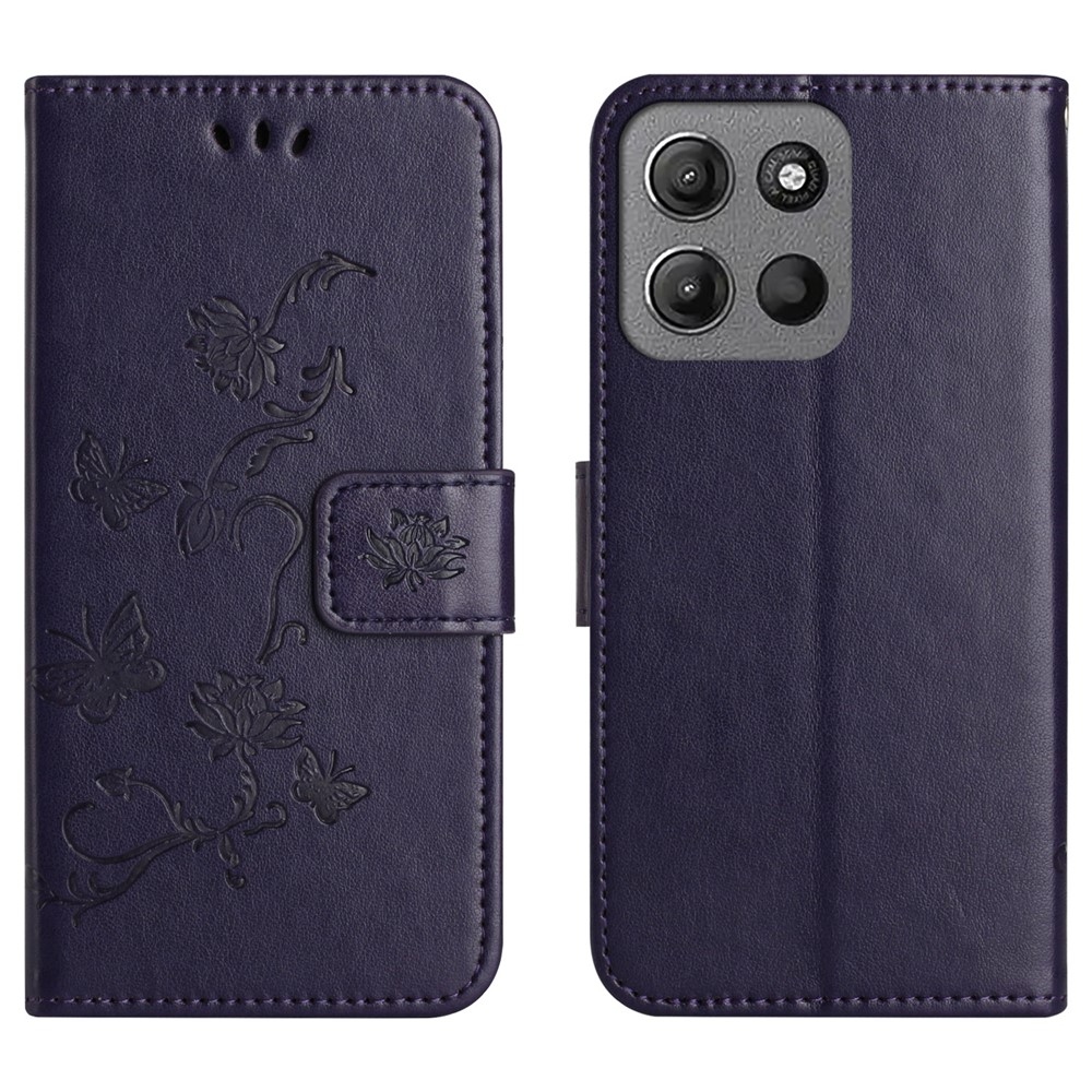 Flower könyvformájú tok a Motorola Moto G86 5G/G86 Power 5G készülékhez – sötétlila