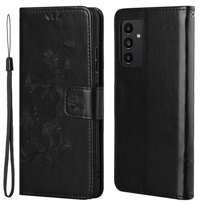 Virágos könyv tok Samsung Galaxy A13 4G készülékhez - fekete