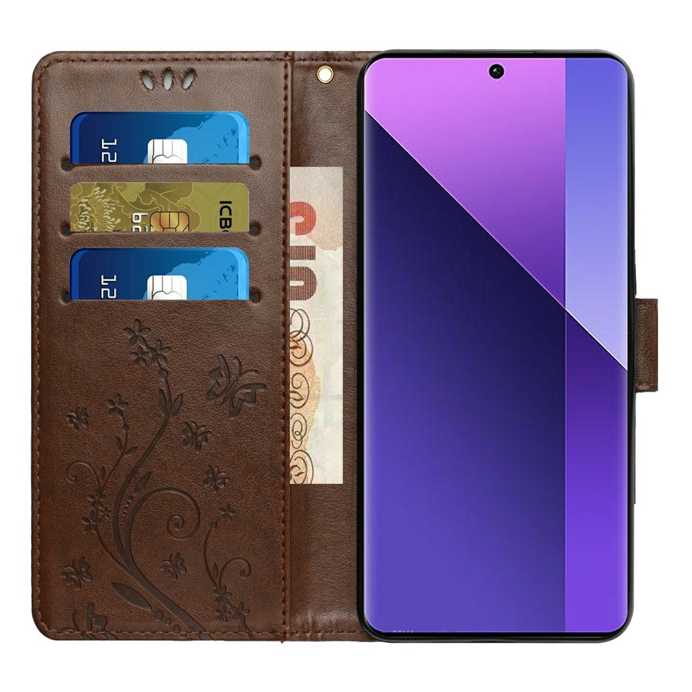 Virágok könyv tok Samsung Galaxy A27-hez - barna