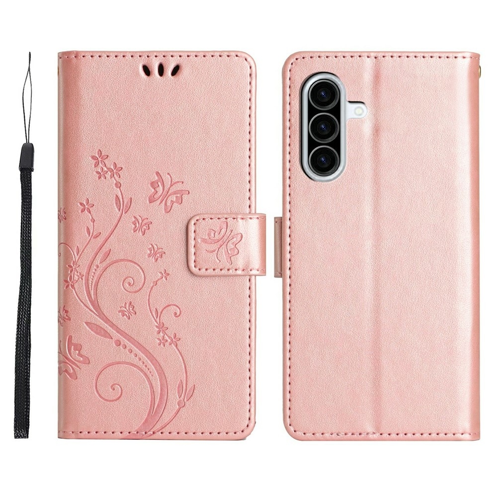 Virágok könyv tok Samsung Galaxy A27-hez - rózsaarany