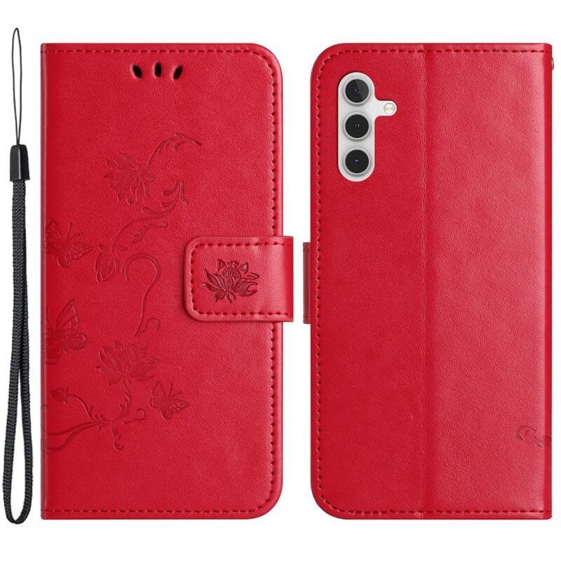 Virágos könyvtáska Samsung Galaxy A34 5G - piros