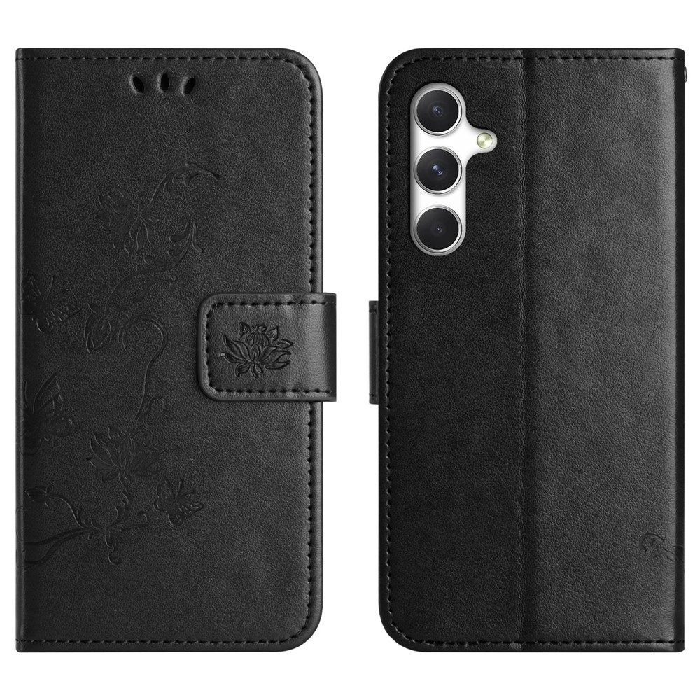 Virágos könyv tok Samsung Galaxy S26+ készülékhez - fekete