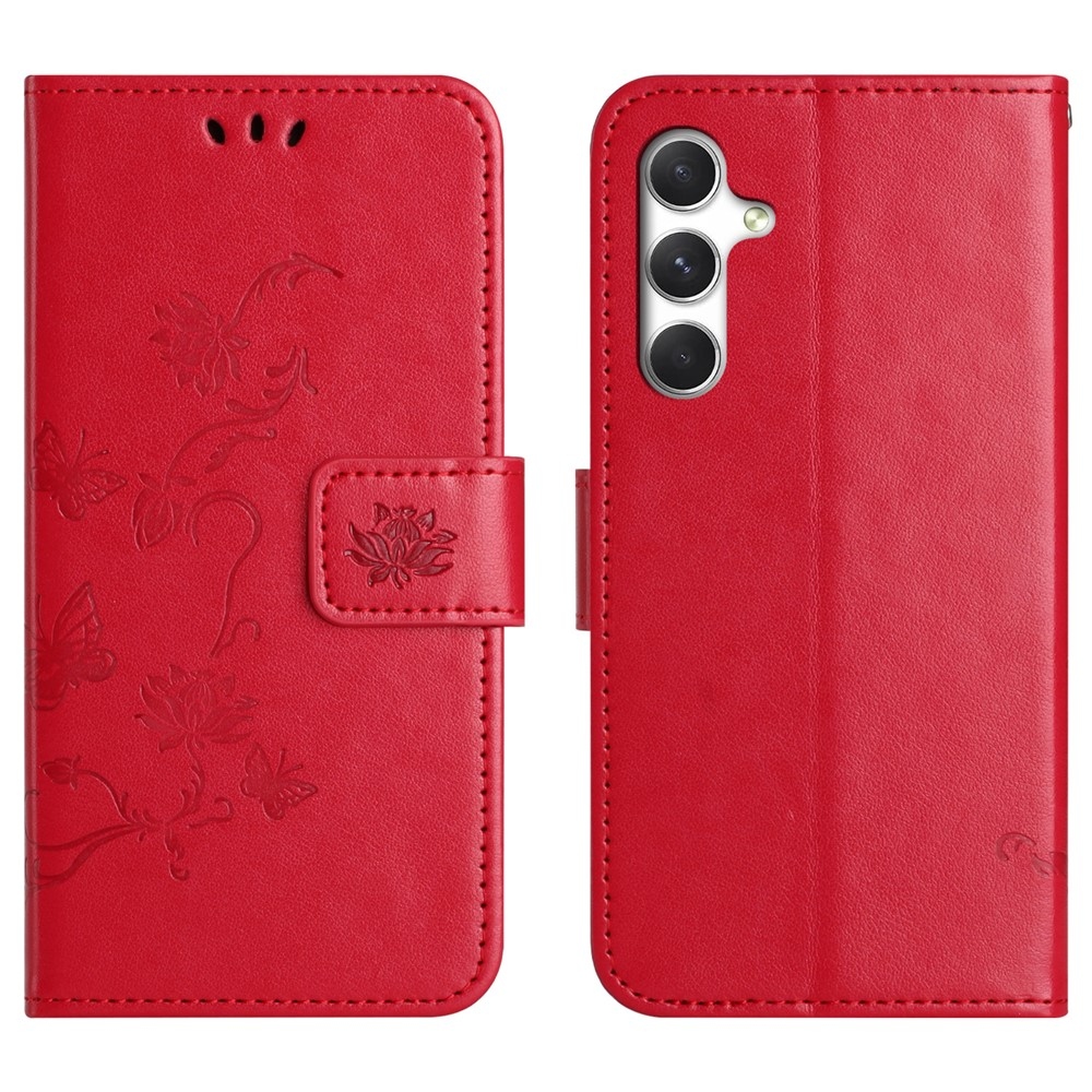 Virágos könyv tok Samsung Galaxy S26-hoz - piros