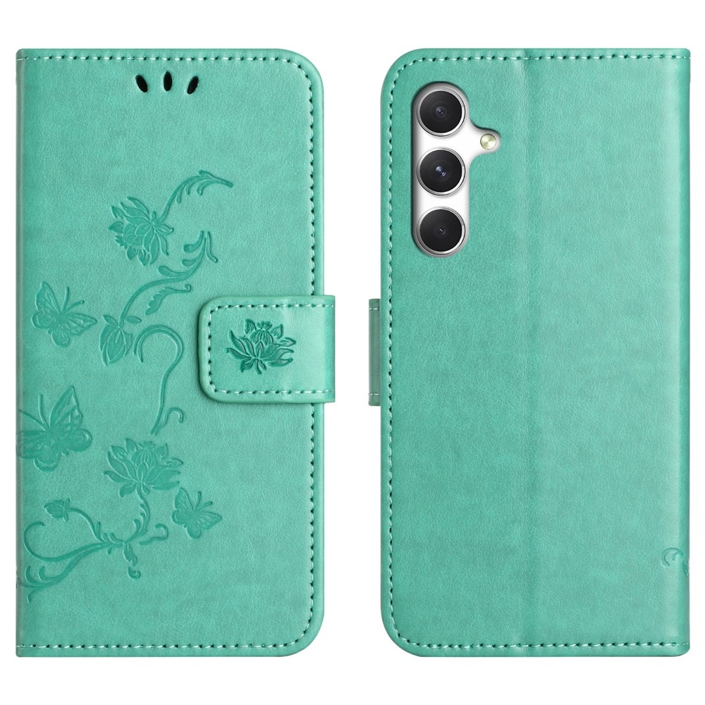 Virágos könyv tok Samsung Galaxy S26+ készülékhez - kék-zöld