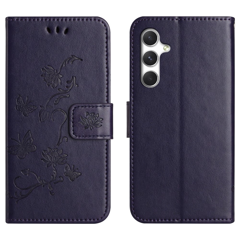Virágos könyv tok Samsung Galaxy S26+ készülékhez - sötét lila