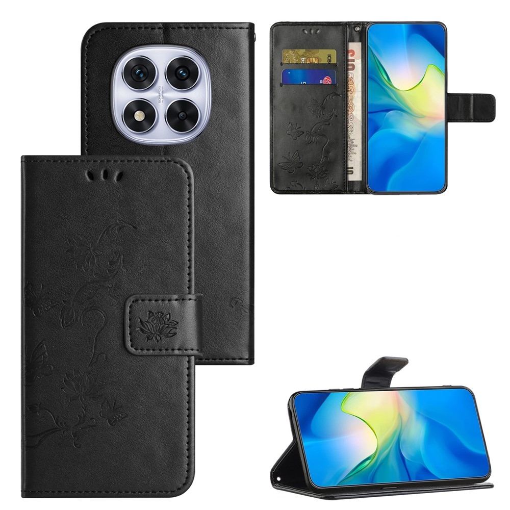 Virágos könyv tok Xiaomi Poco M8 5G/Redmi Note 15 5G - fekete
