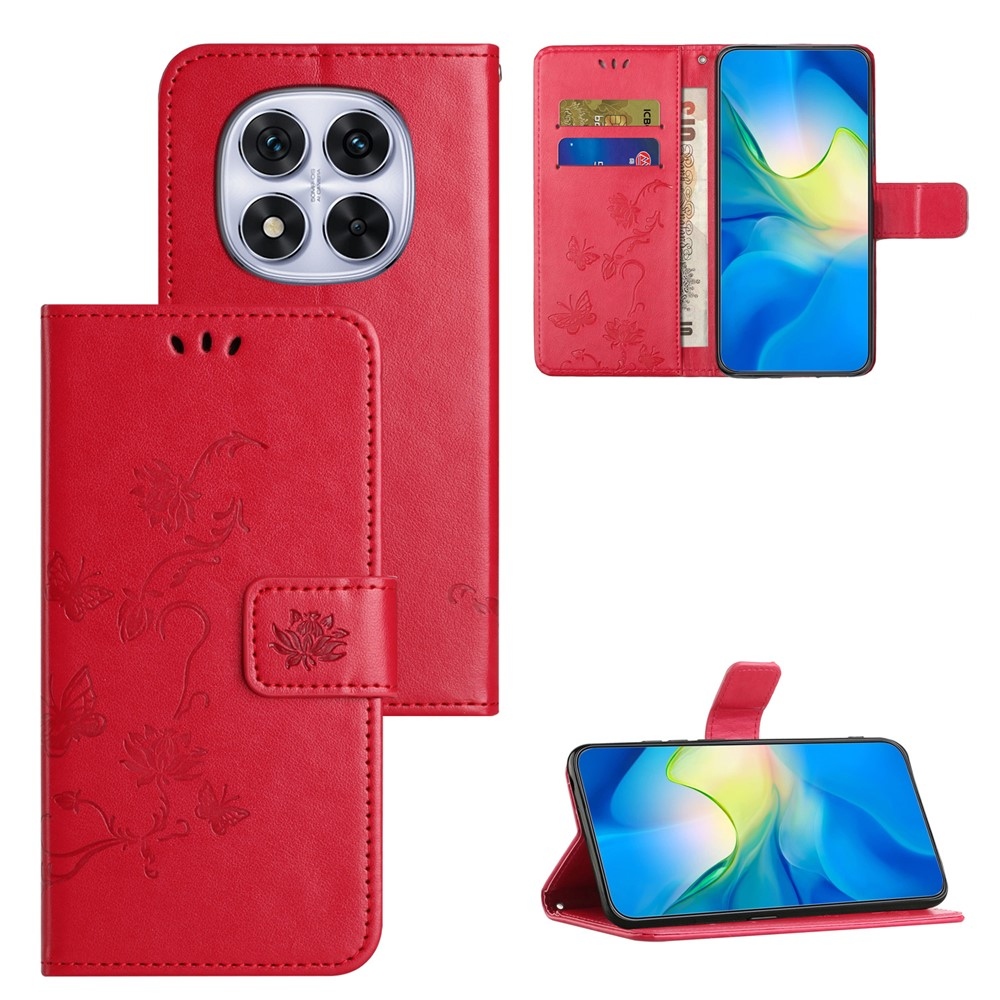 Virágos könyv tok Xiaomi Poco M8 5G/Redmi Note 15 5G - piros
