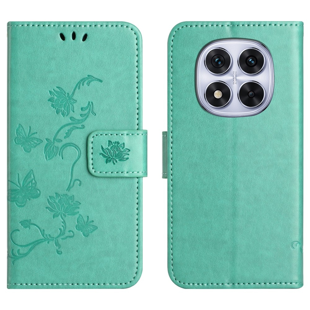 Virágos könyvtáska Xiaomi Poco M8 5G/Redmi Note 15 5G - teal színben