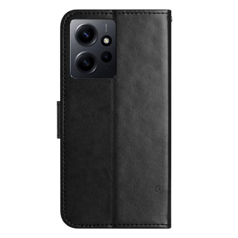 Virágos könyv tok a Xiaomi Redmi Note 12 4G-hez - fekete
