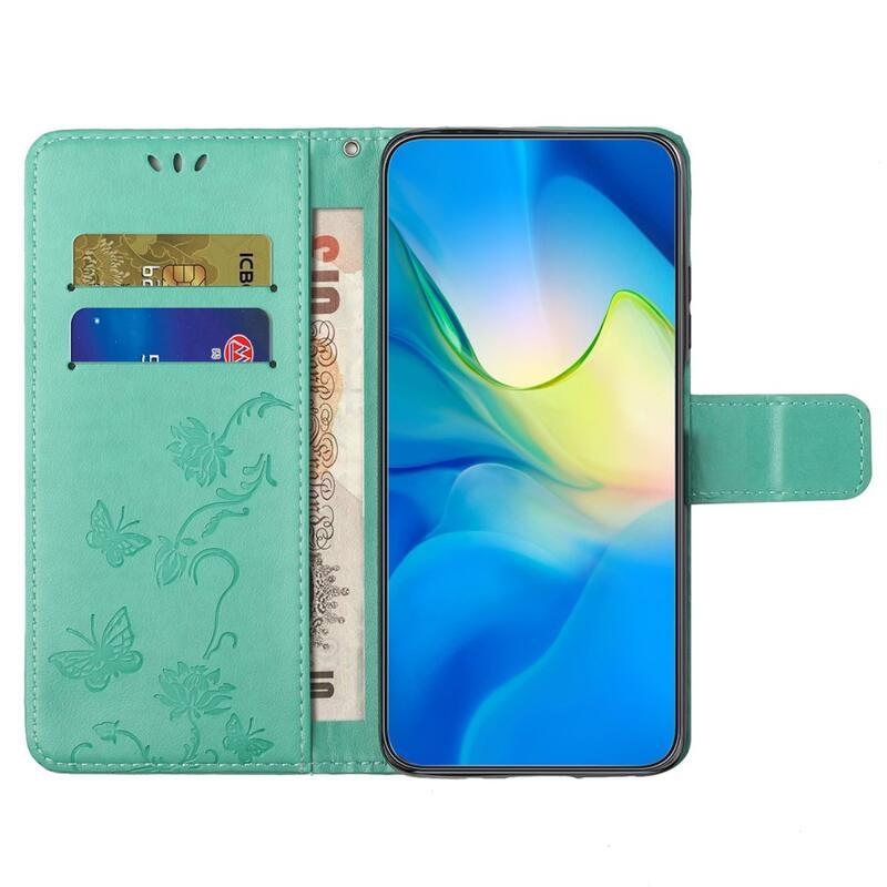 Virágos könyv tok a Xiaomi Redmi Note 12 4G-hez - kék-zöld