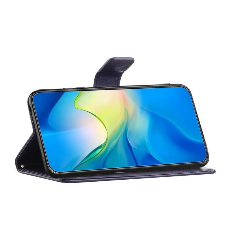 Virágos könyv tok Xiaomi Redmi Note 12 4G-hez - sötét lila