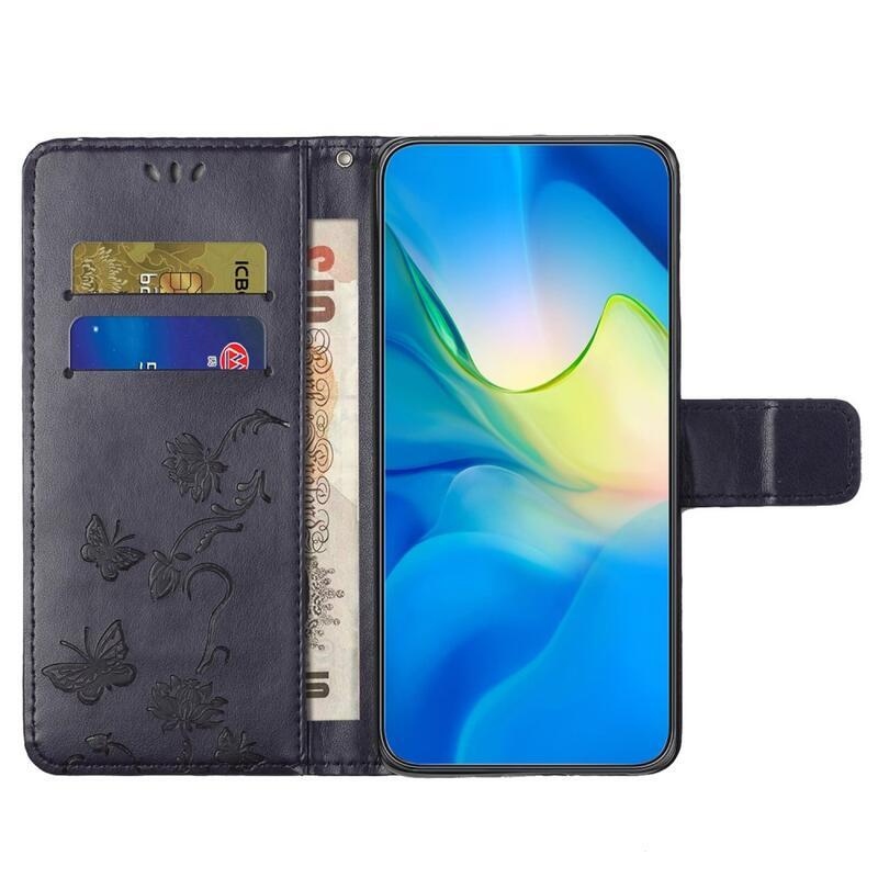 Virágos könyv tok Xiaomi Redmi Note 12 4G-hez - sötét lila