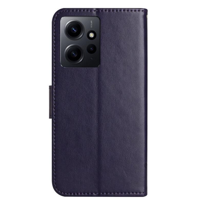 Virágos könyv tok Xiaomi Redmi Note 12 4G-hez - sötét lila