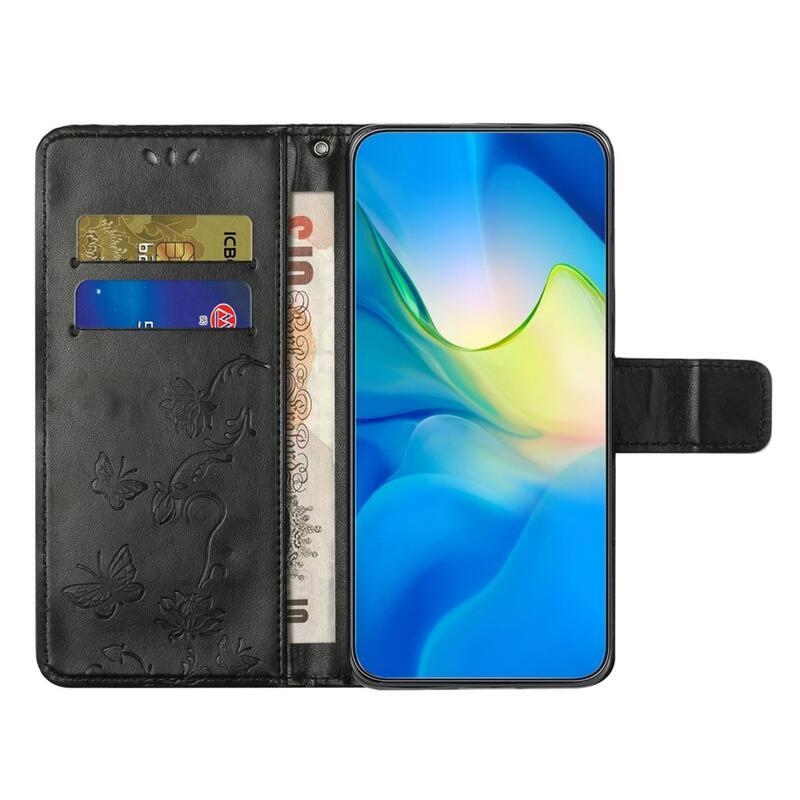 Virágos könyvtáska Xiaomi Redmi Note 12 5G/Poco X5 5G - fekete