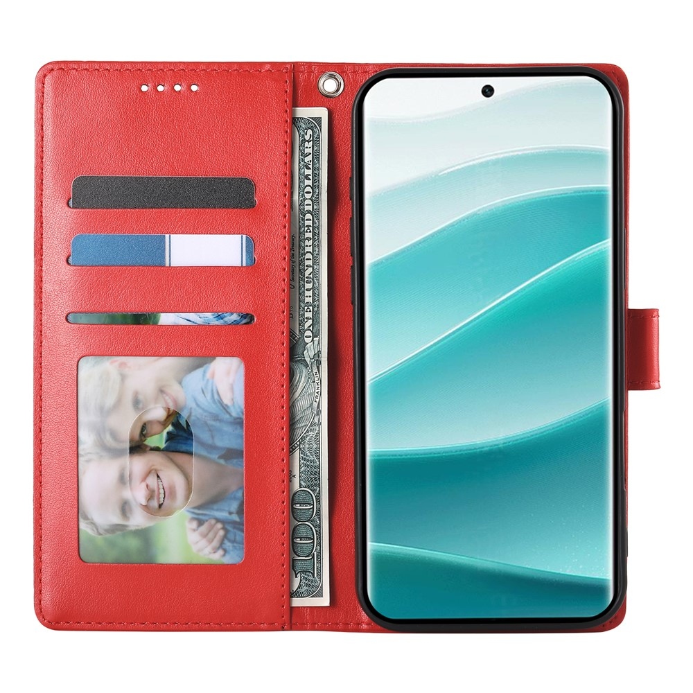 Virágos könyv tok a Xiaomi Redmi Note 15 Pro 4G-hez - piros