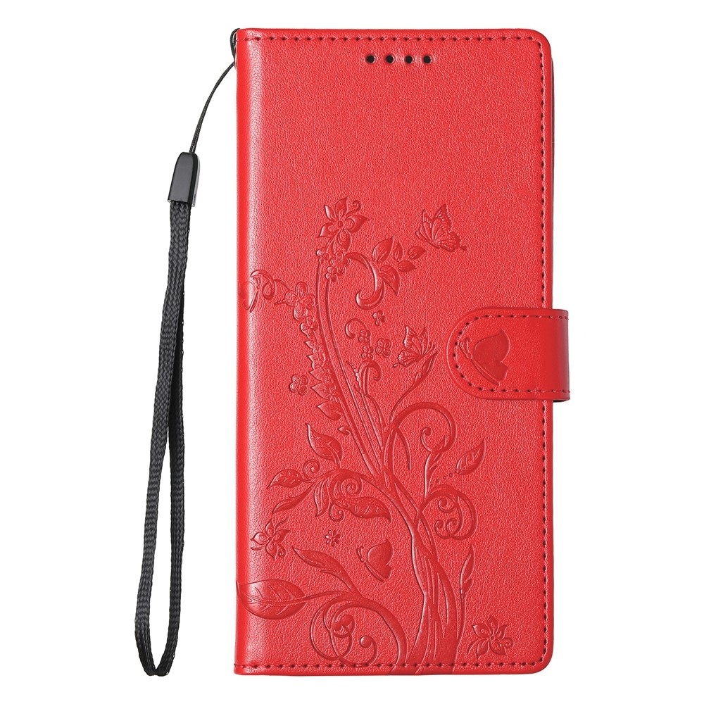 Virágos könyv tok a Xiaomi Redmi Note 15 Pro 4G-hez - piros