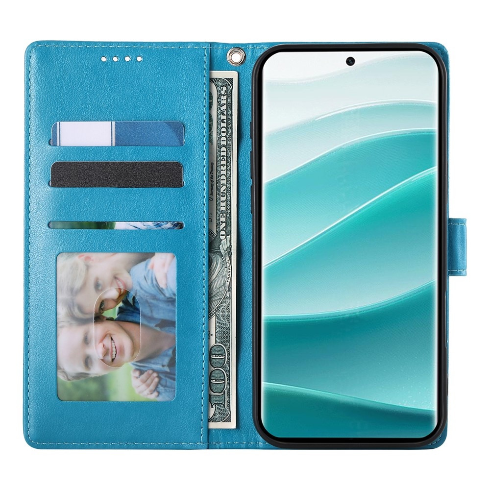 Virágos könyv tok a Xiaomi Redmi Note 15 Pro 4G-hez - kék