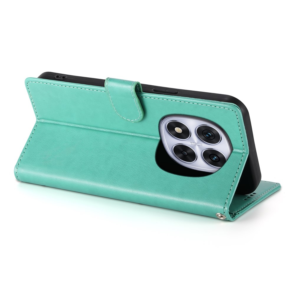 Virágos könyv tok a Xiaomi Redmi Note 15 Pro 4G-hez - teal színű