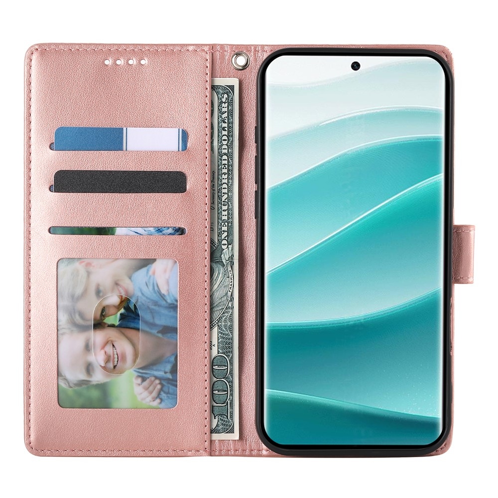 Virágos könyv tok Xiaomi Redmi Note 15 Pro 4G - rózsaarany színben