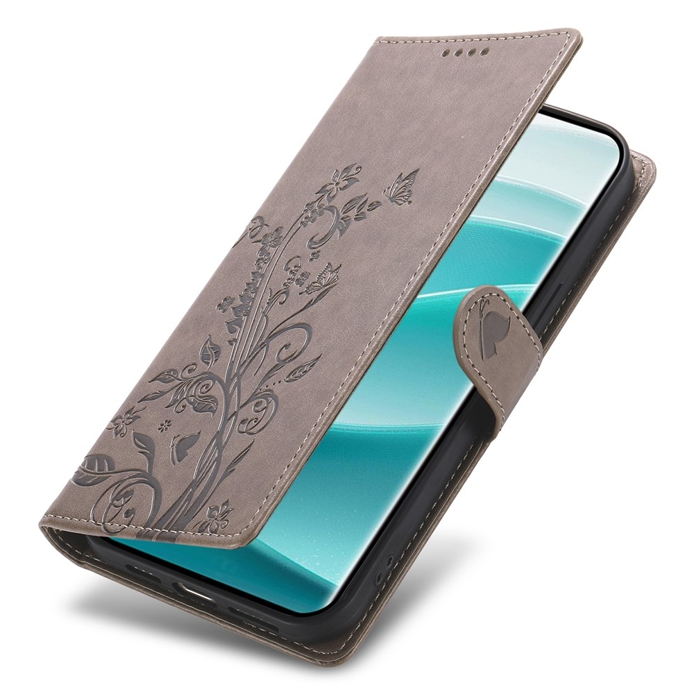 Virágos könyv tok a Xiaomi Redmi Note 15 Pro 4G-hez - szürke