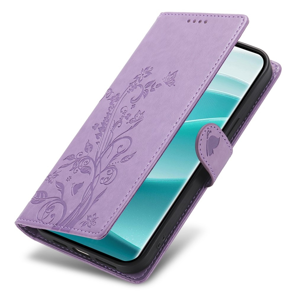 Virágos könyv tok Xiaomi Redmi Note 15 Pro 4G-hez - világos lila
