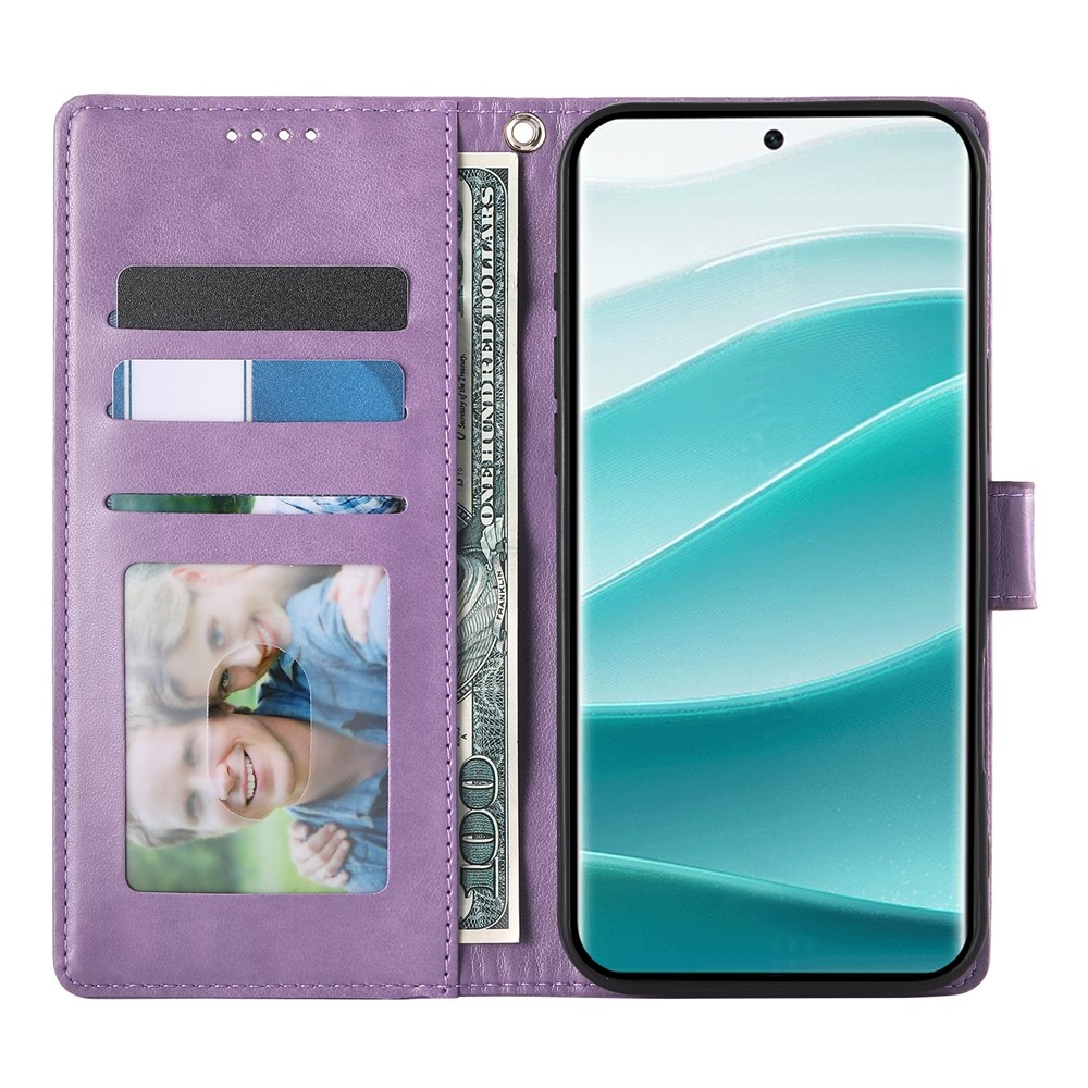 Virágos könyv tok Xiaomi Redmi Note 15 Pro 4G-hez - világos lila