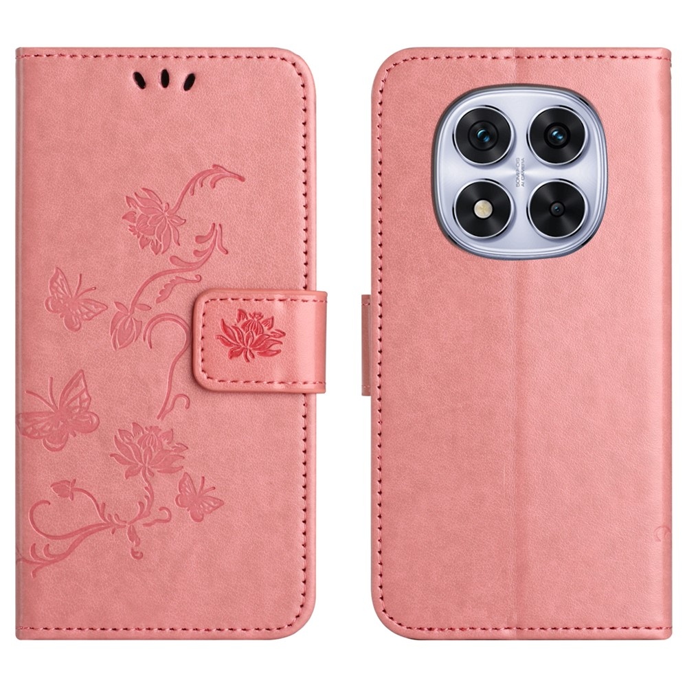 Virágos könyv tok a Xiaomi Redmi Note 15 Pro+ 5G/Xiaomi Poco M8 Pro 5G számára - rózsaszínű