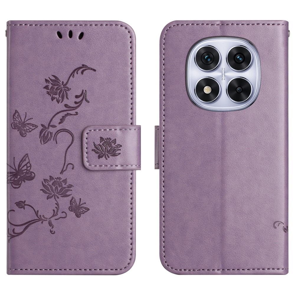 Virágos könyvtáska Xiaomi Redmi Note 15 Pro+ 5G/Xiaomi Poco M8 Pro 5G - világos lila