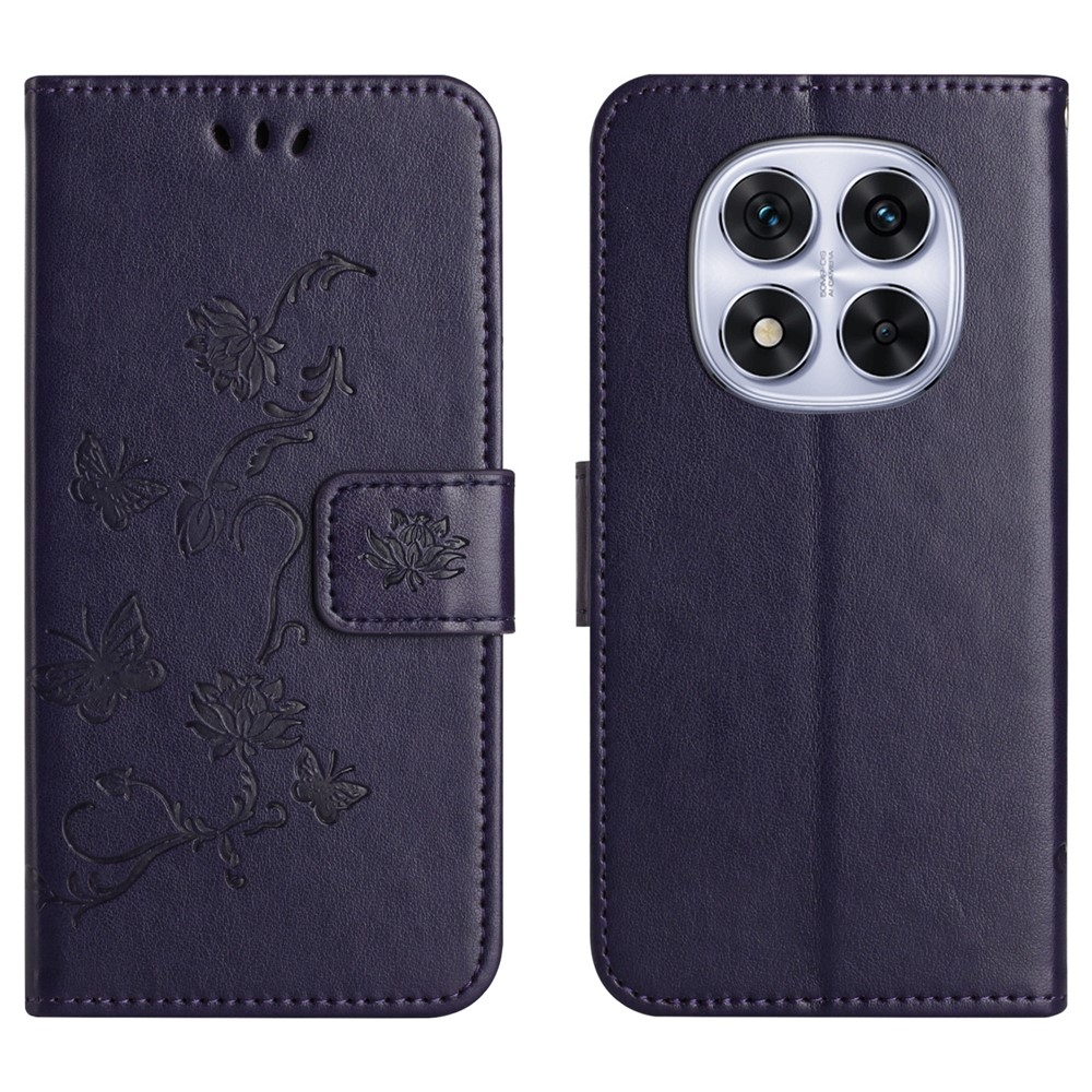Virágos könyv tok Xiaomi Redmi Note 15 Pro 5G - sötét lila