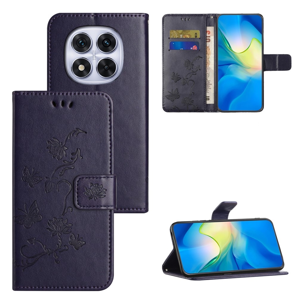 Virágos könyv tok Xiaomi Redmi Note 15 Pro+ 5G/Xiaomi Poco M8 Pro 5G - sötét lila