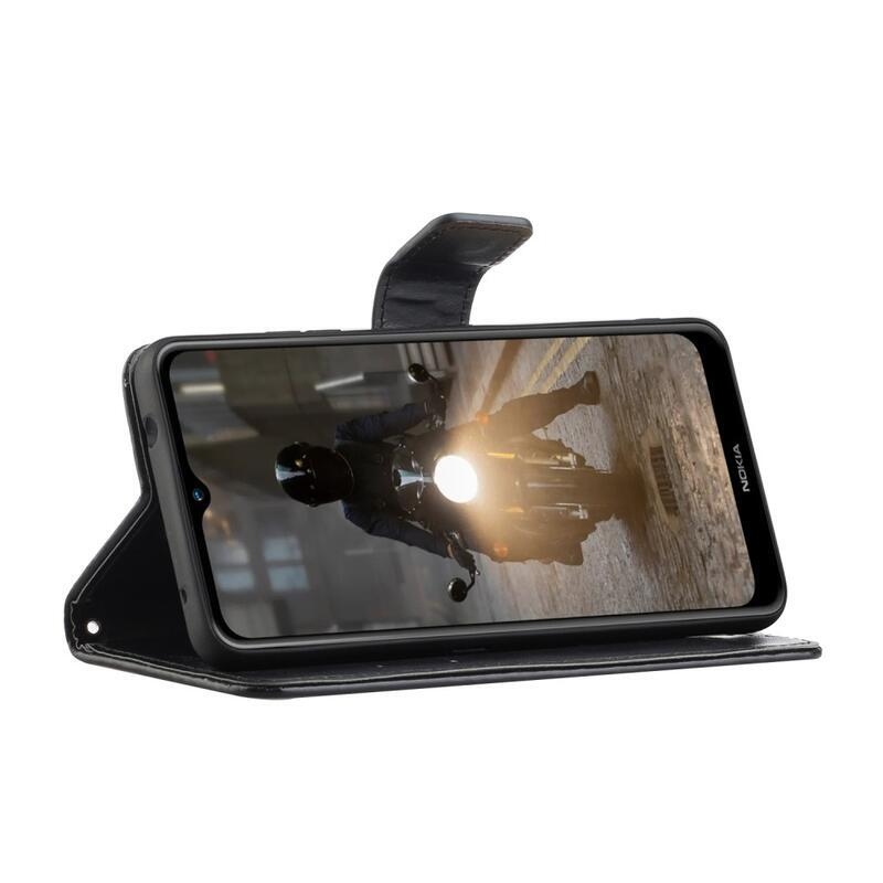 Virág PU bőr pénztárca tok Nokia G10/G20-hoz - fekete