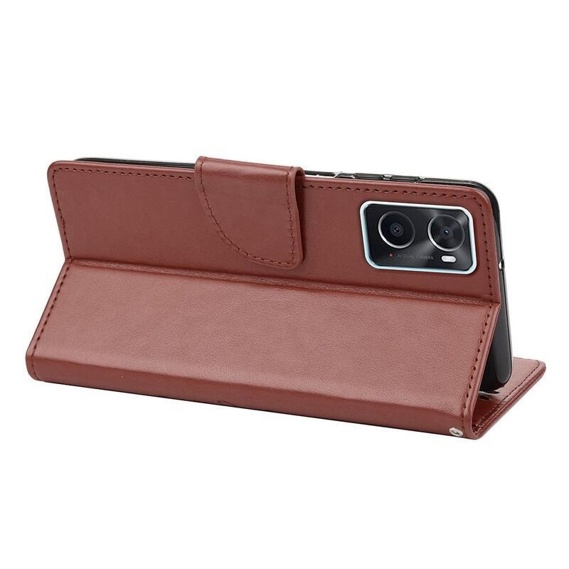 Virág PU bőr pénztárca tok mobiltelefonhoz Realme 9i - barna