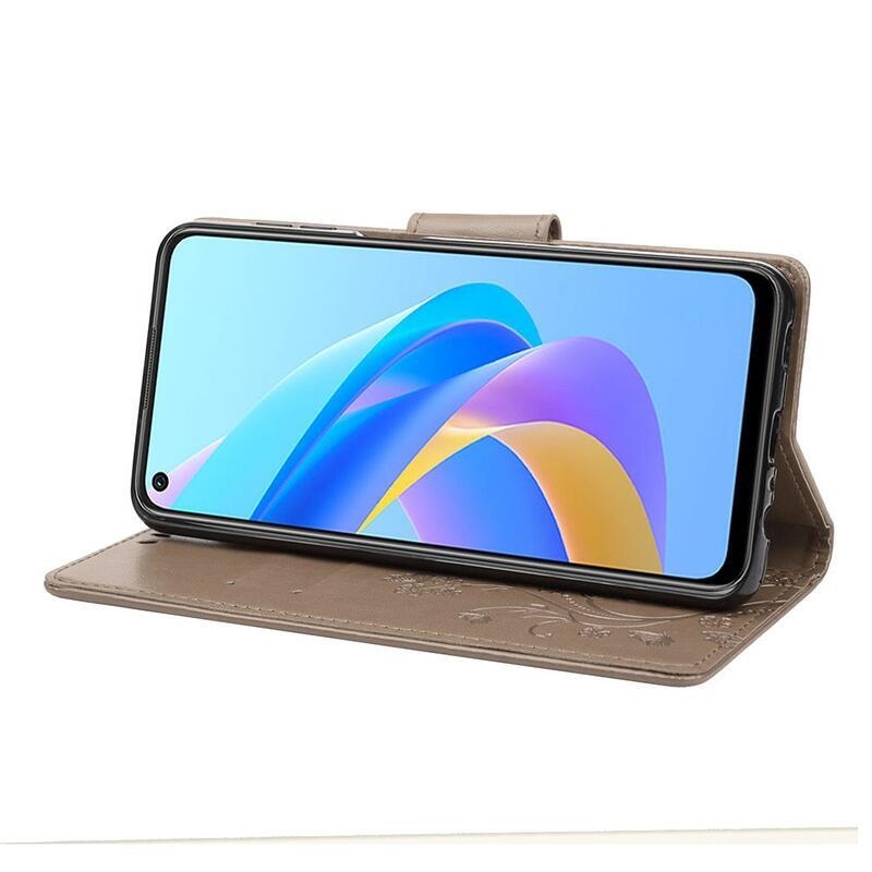 Virág PU bőr pénztárca tok Realme 9i - szürke