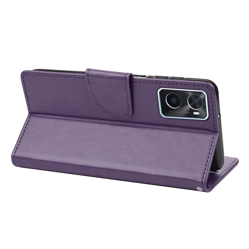 Virág PU bőr pénztárca tok Realme 9i - sötét lila