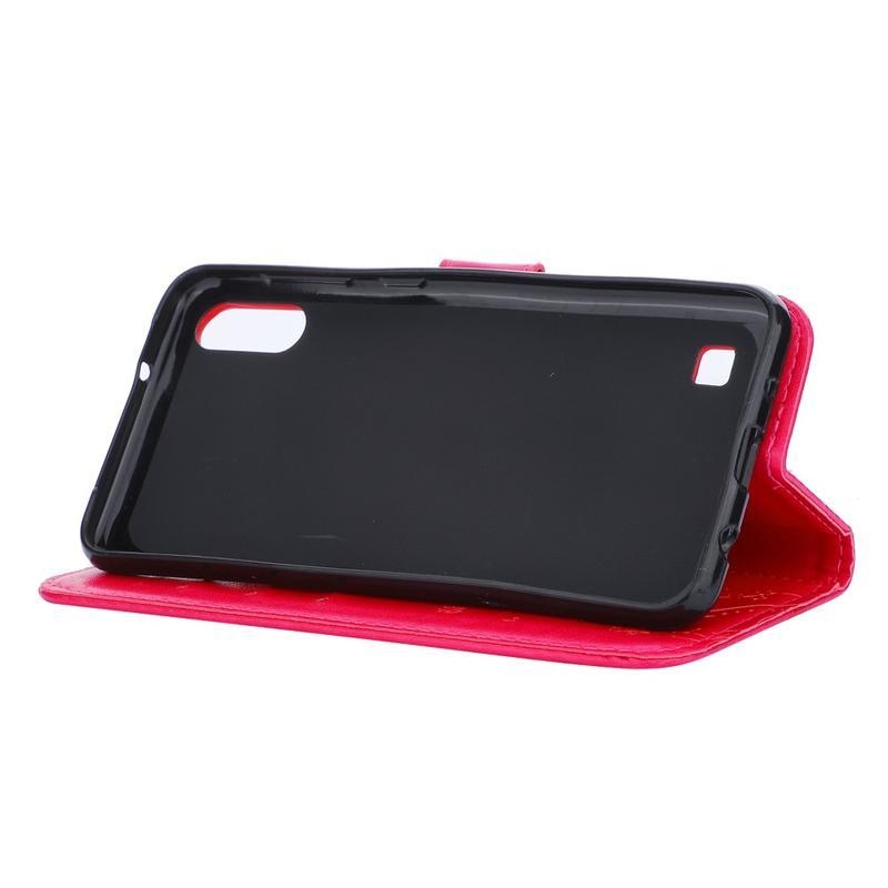 Virág PU bőr pénztárca tok Samsung Galaxy A10 - rózsaszínű