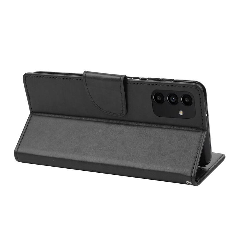 Virág PU bőr pénztárca tok Samsung Galaxy A13 4G-hoz - fekete