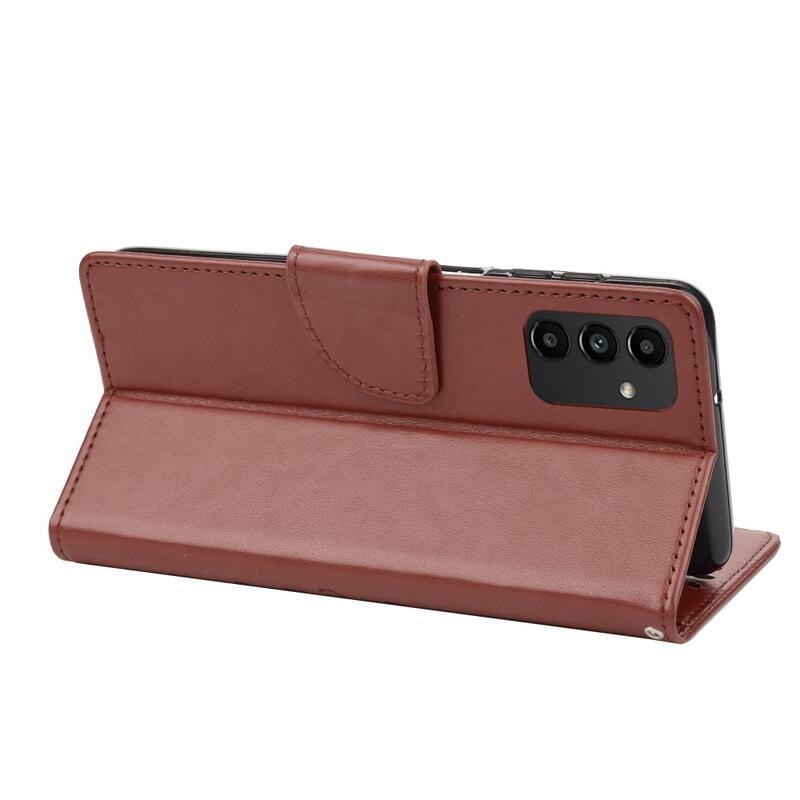 Virág PU bőr pénztárca tok Samsung Galaxy A13 4G-hoz - barna