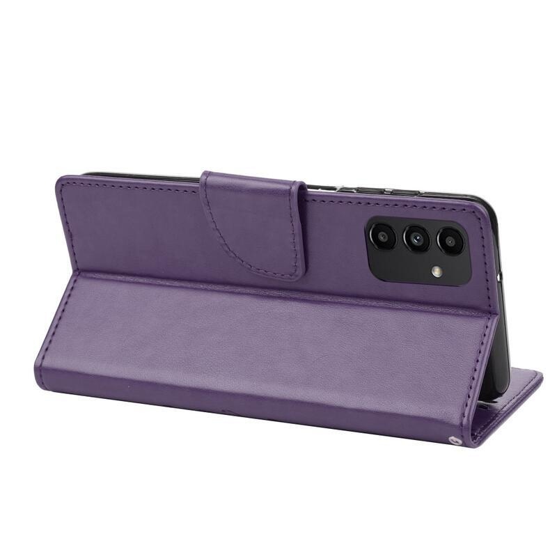 Virág PU bőr pénztárca tok Samsung Galaxy A13 4G - sötét lila