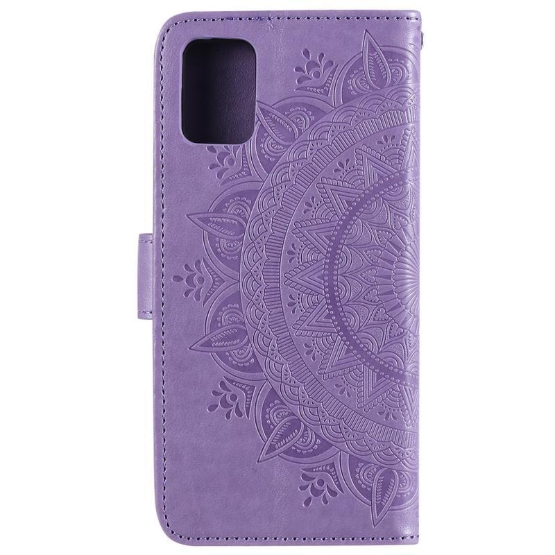 Virág PU bőr pénztárca tok Samsung Galaxy A31-hez - lila