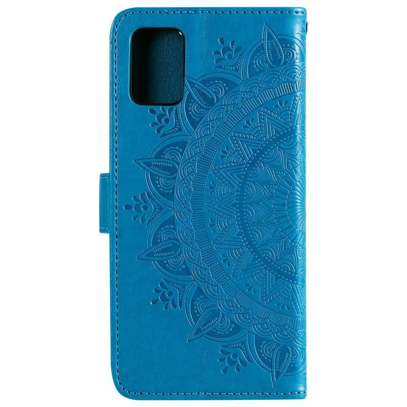 Flower PU bőr pénztárca-tok a Samsung Galaxy A31 mobiltelefonhoz – kék