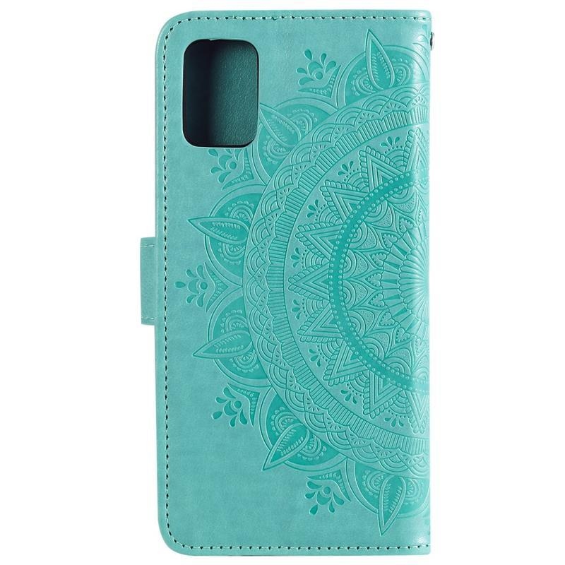 Flower PU bőr pénztárca-tok a Samsung Galaxy A31 mobiltelefonhoz – zöld