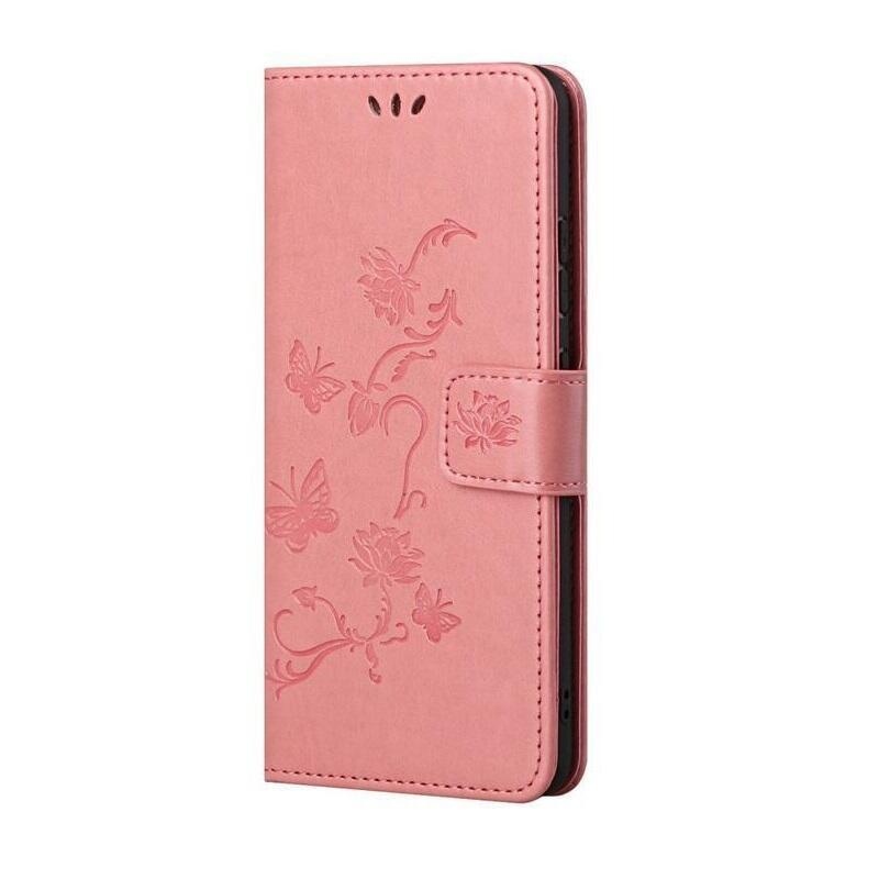 Virág PU bőr pénztárca tok Samsung Galaxy A32 4G - rózsaszín