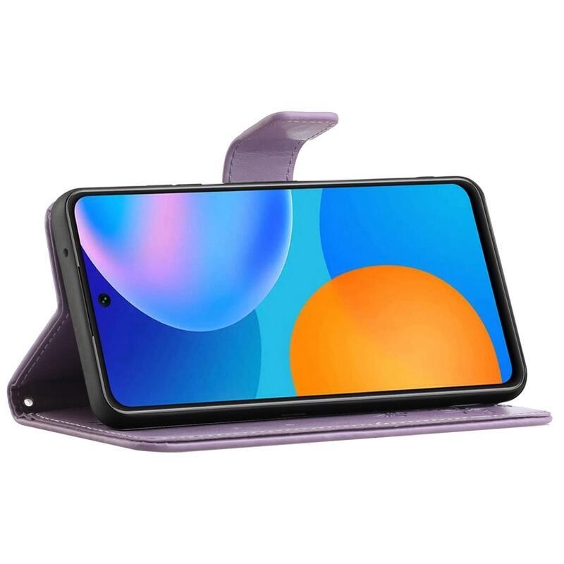 Virág PU bőr pénztárca tok Samsung Galaxy M23 5G - világos lila