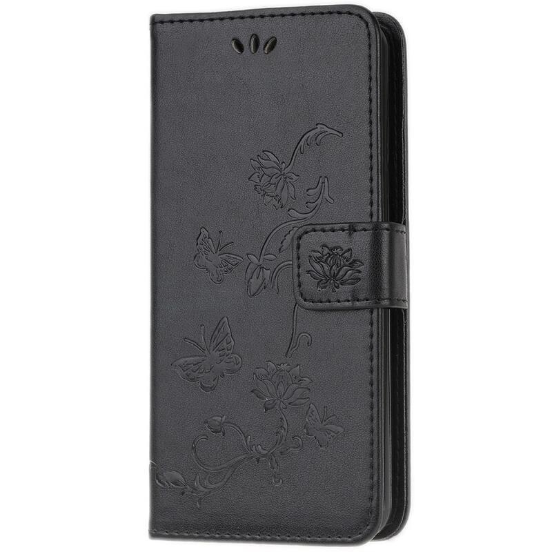 Virág PU bőr pénztárca tok Samsung Galaxy M53 5G-hez - fekete