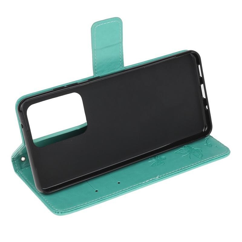 Virág PU bőr pénztárca tok Samsung Galaxy Note 20 Ultra-hoz - zöld