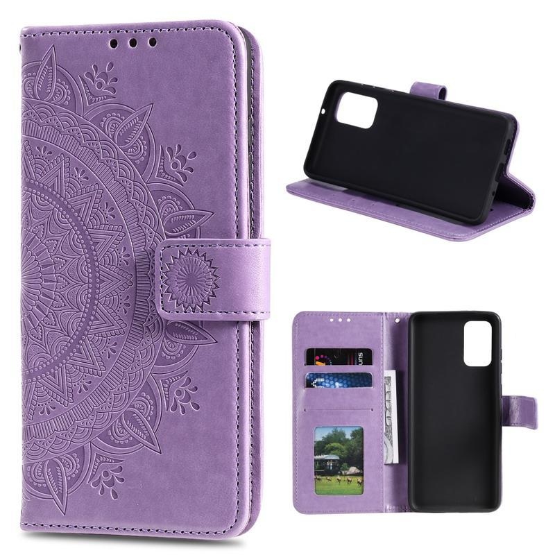 Virág PU bőr pénztárca tok Xiaomi Mi 10T 5G/10T Pro 5G - lila