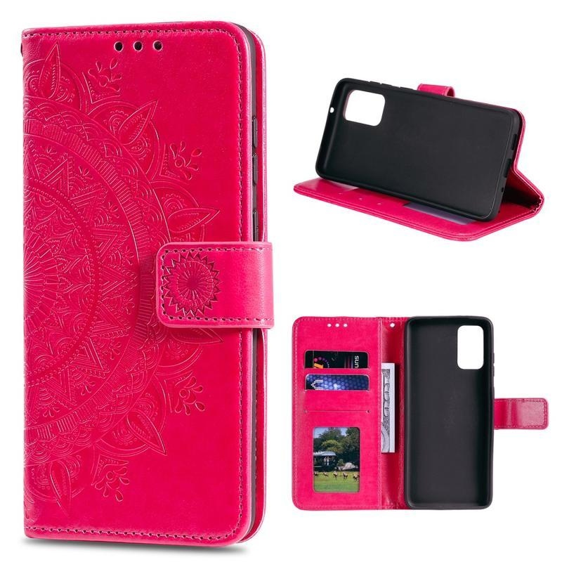 Virág PU bőr pénztárca tok Xiaomi Mi 10T 5G/10T Pro 5G - rózsaszínű