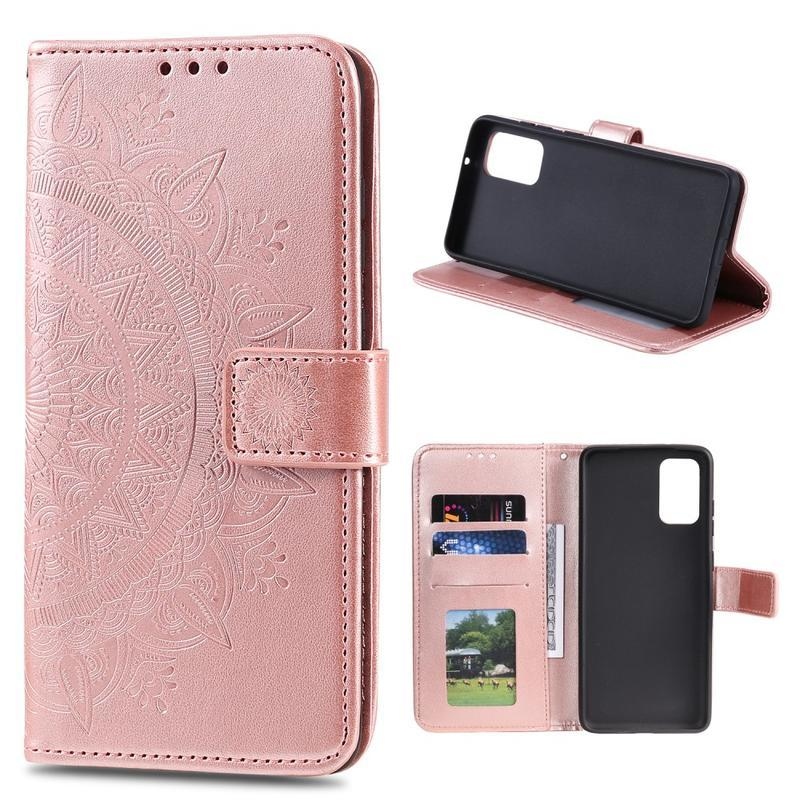 Virág PU bőr pénztárca tok Xiaomi Mi 10T 5G/10T Pro 5G - rózsa arany