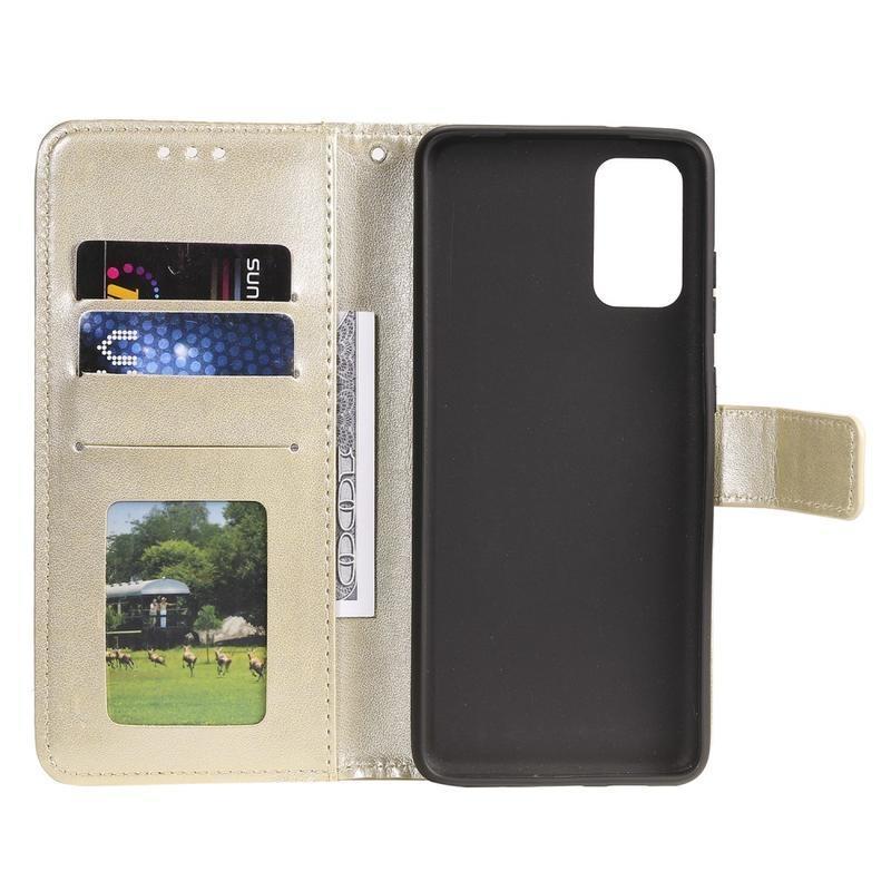 Virág PU bőr pénztárca tok Xiaomi Mi 10T 5G/10T Pro 5G - arany színben