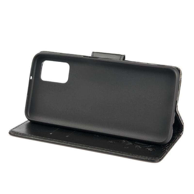 Virág PU bőr pénztárca tok Xiaomi Redmi 10/Redmi 10 (2022) - fekete